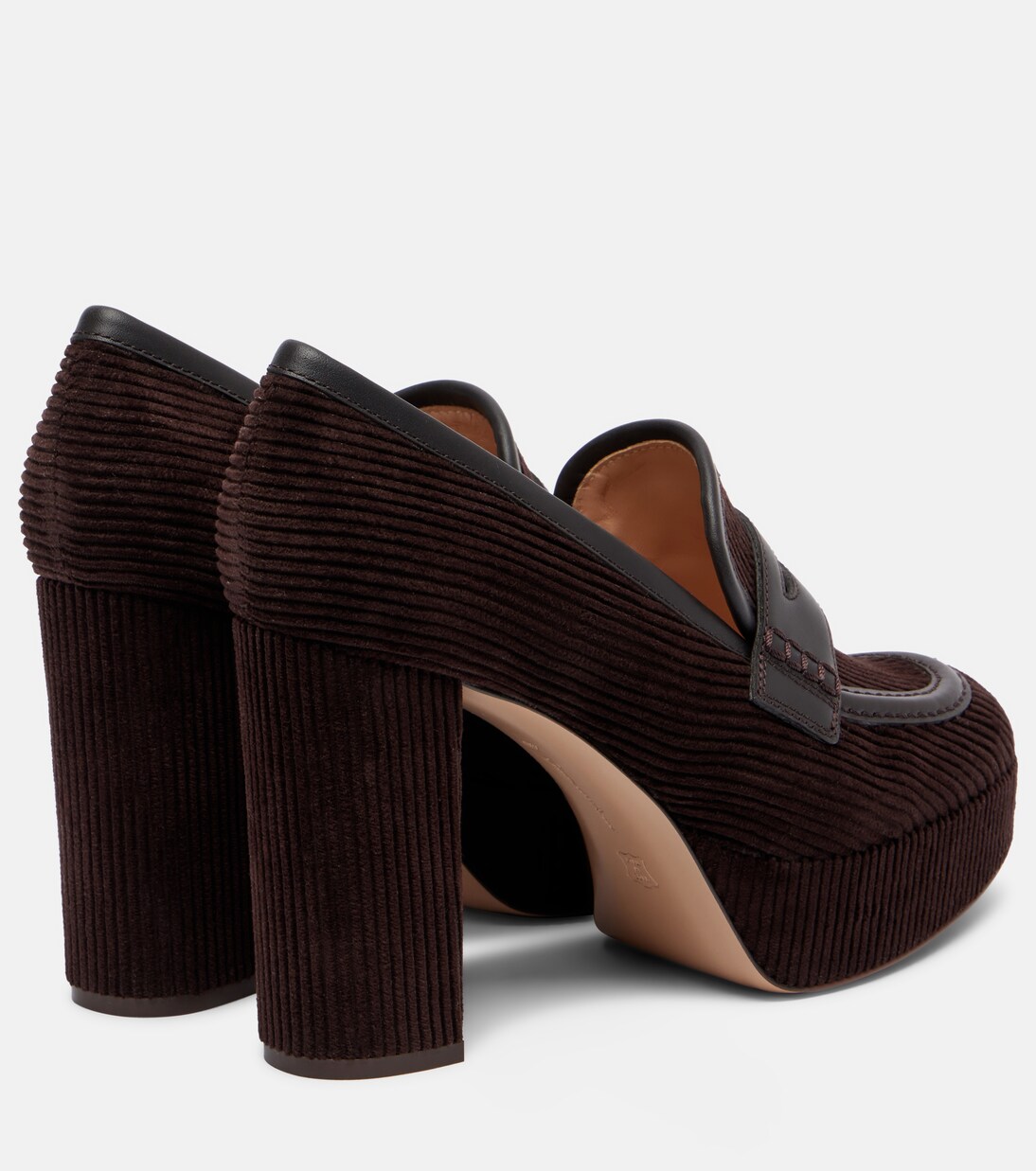 Loafer-Pumps aus Cord mit Leder | Gianvito Rossi