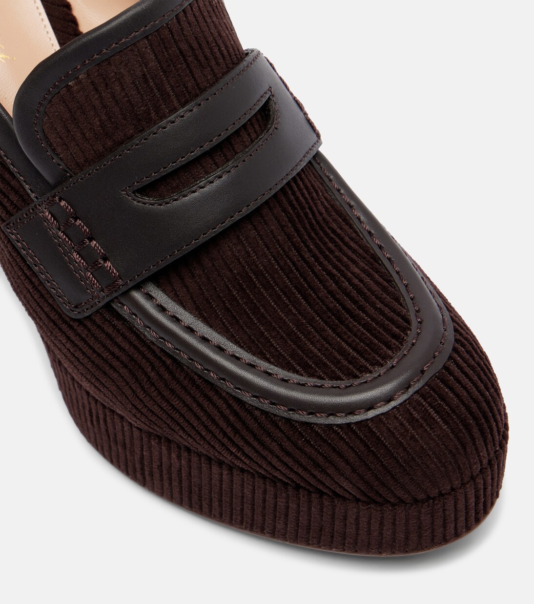 Loafer-Pumps aus Cord mit Leder | Gianvito Rossi