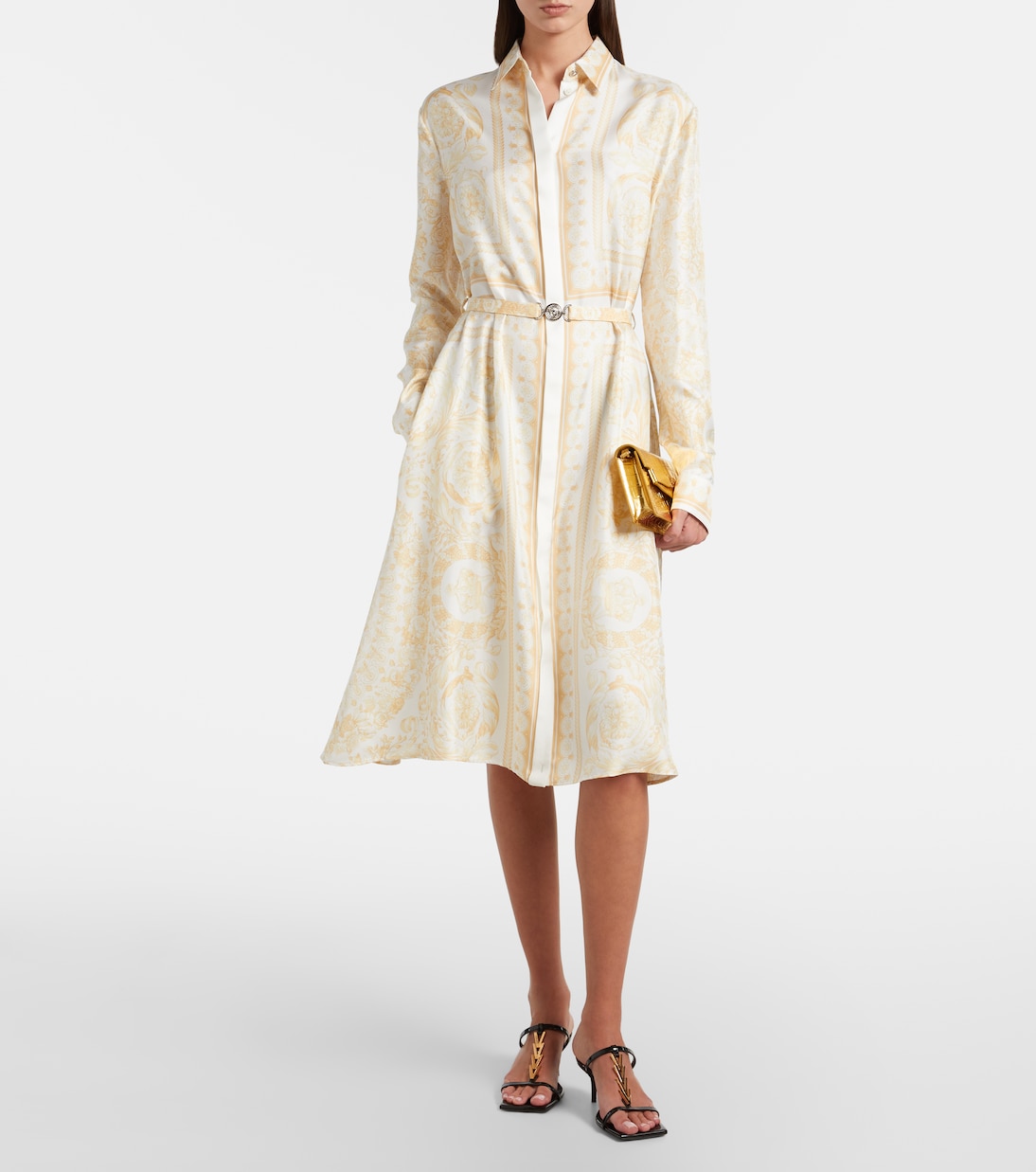 Barocco silk twill shirt dress | Versace