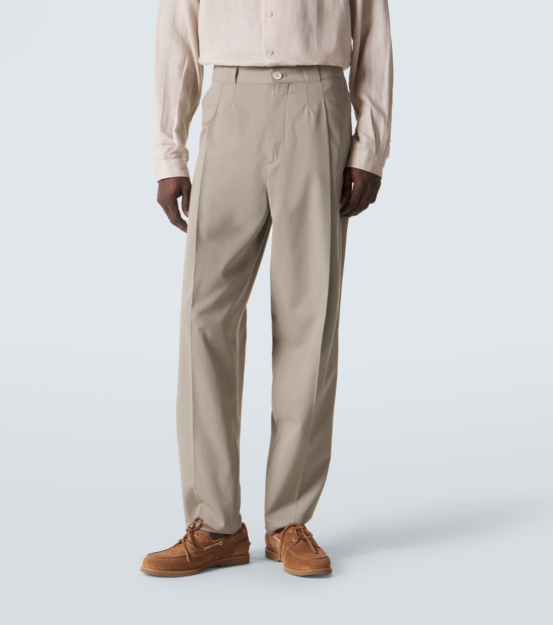 Pleated cotton tapered pants | Brunello Cucinelli