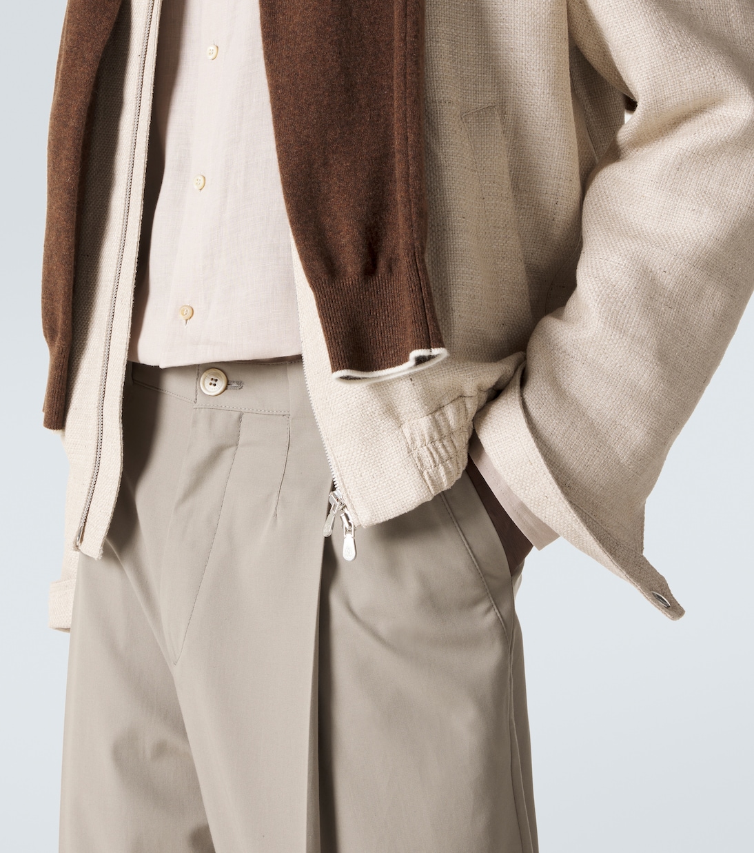 Pleated cotton tapered pants | Brunello Cucinelli