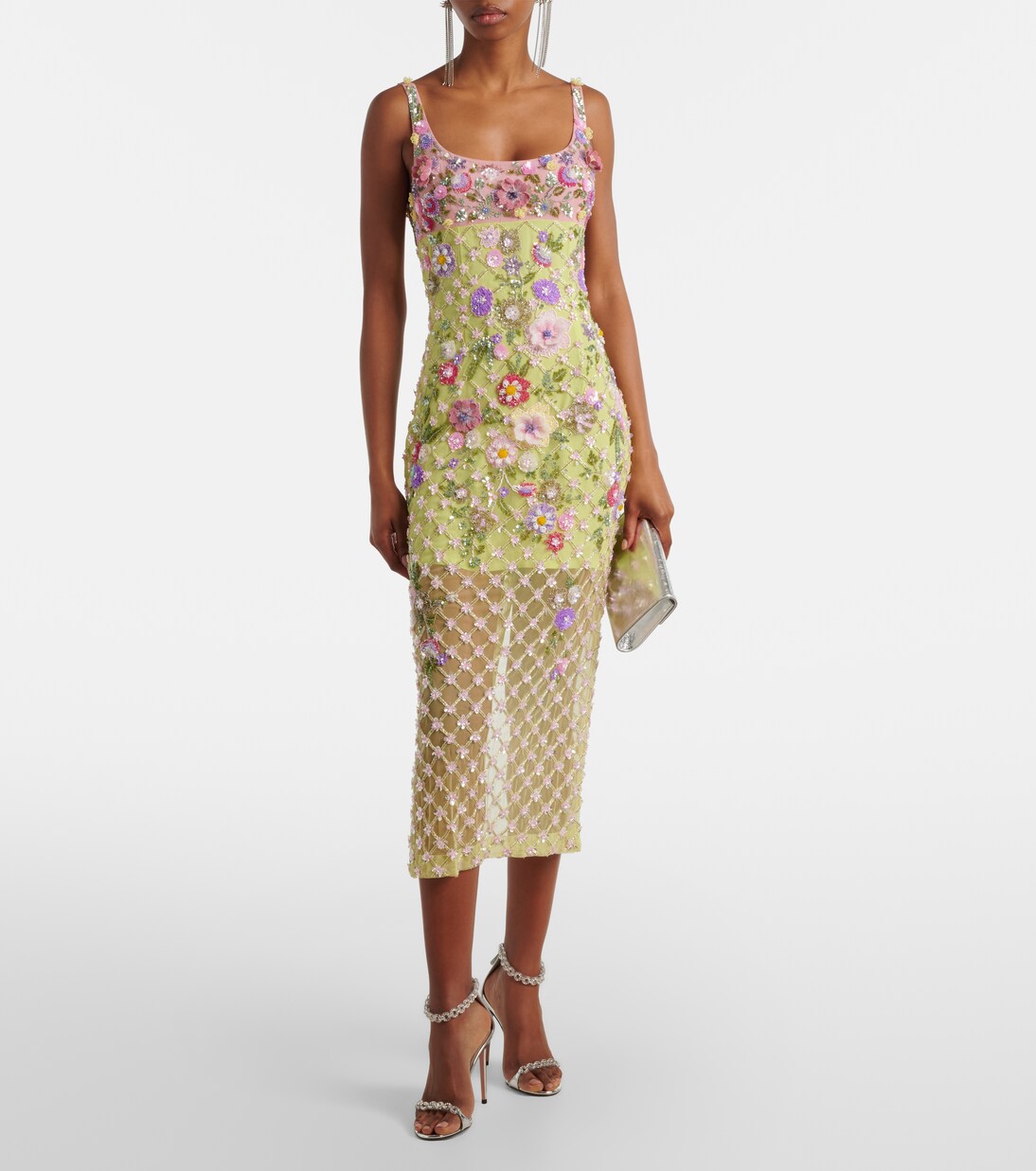 Verziertes Cocktailkleid aus Mesh | Là Fuori