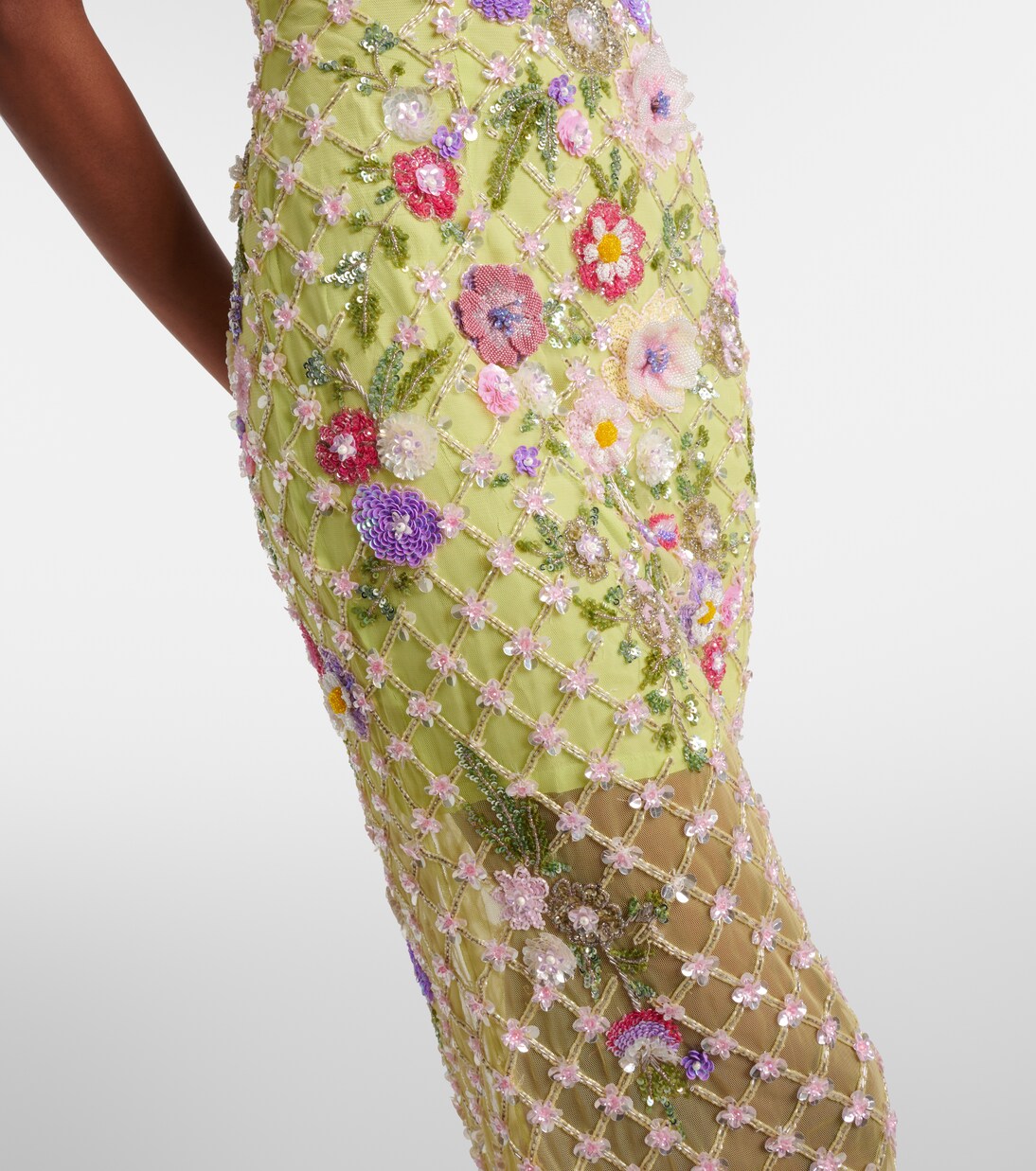 Verziertes Cocktailkleid aus Mesh | Là Fuori