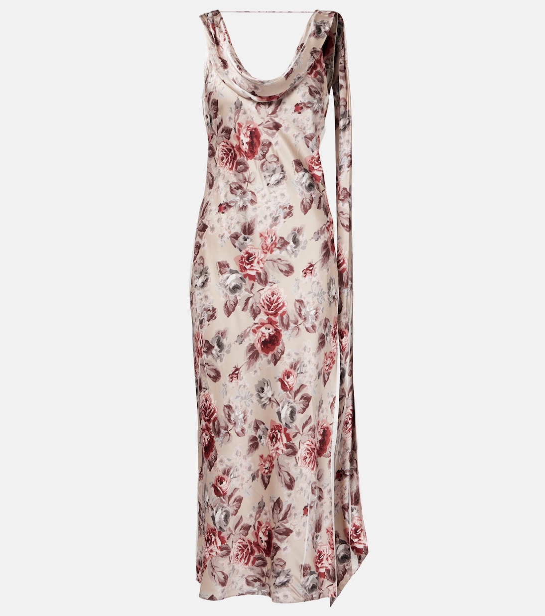 Scarf-detail floral midi dress | Acne Studios