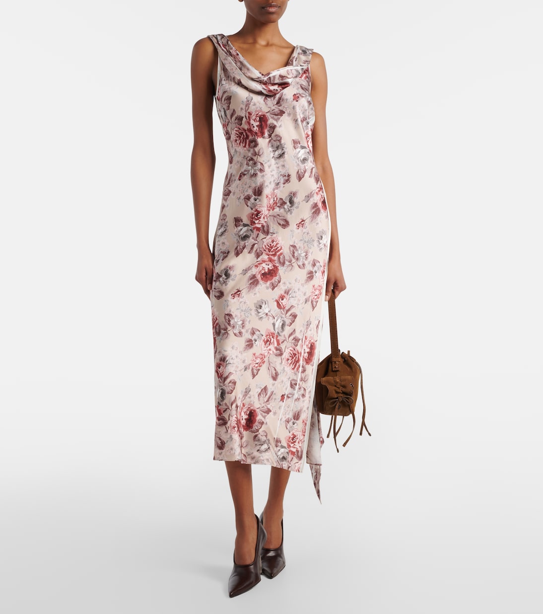 Scarf-detail floral midi dress | Acne Studios