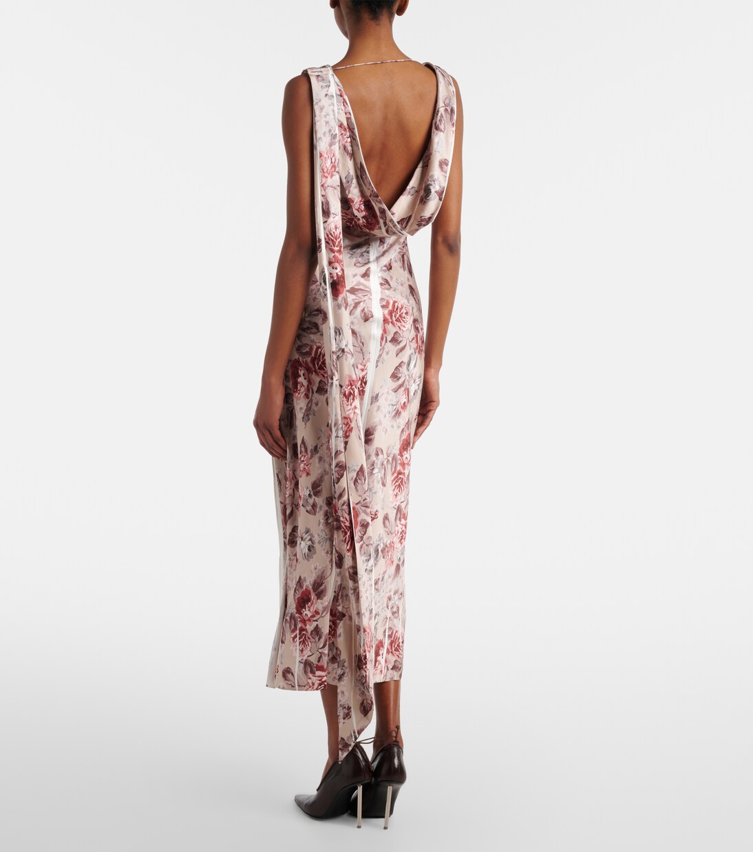 Scarf-detail floral midi dress | Acne Studios