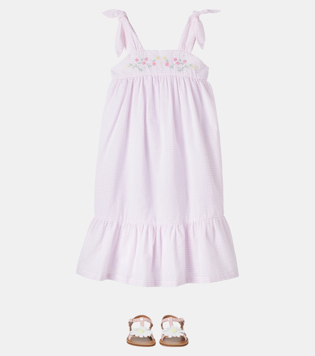 Embroidered gingham cotton dress | Tartine et Chocolat