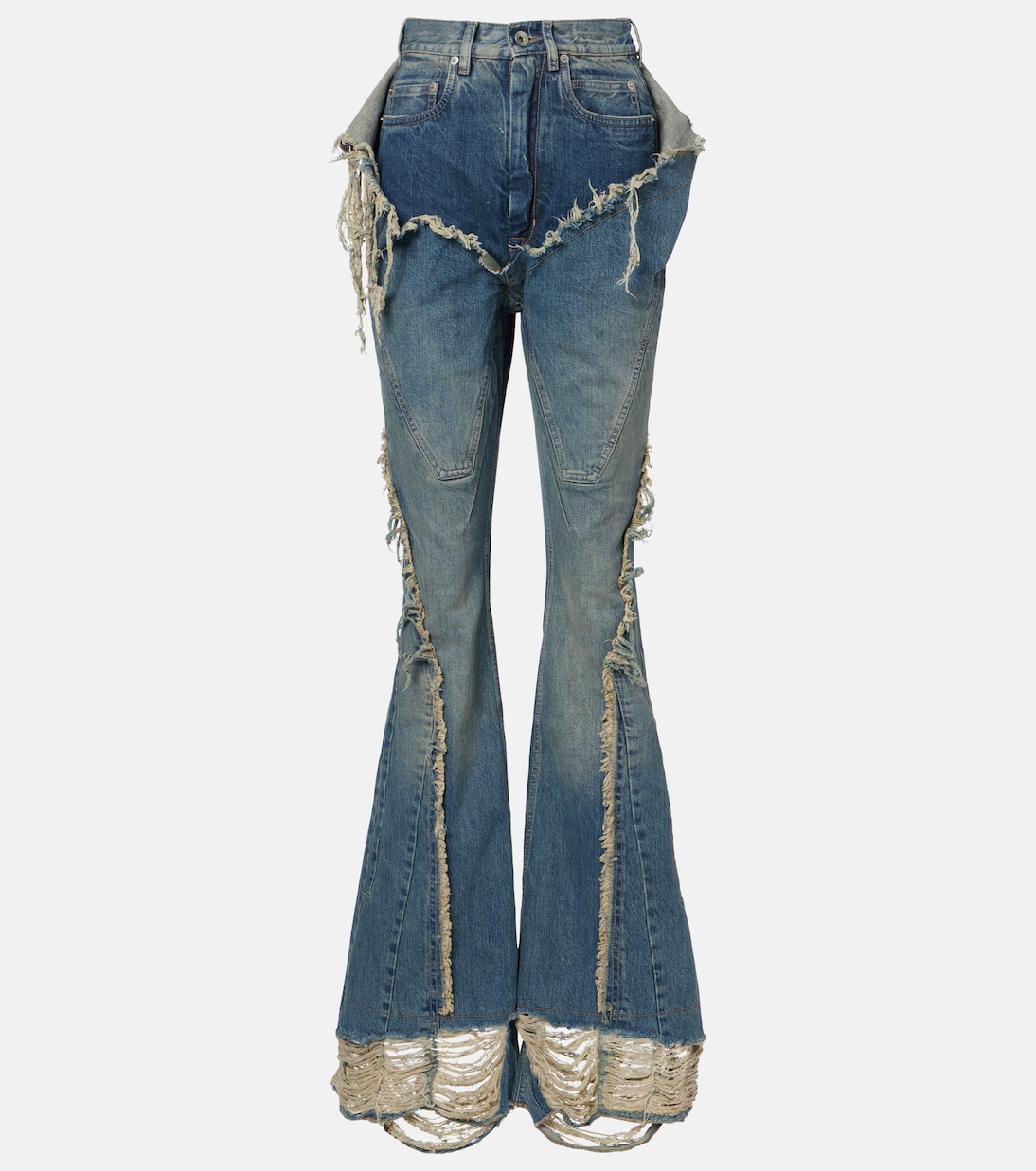 Silvered distressed flared jeans | Rick Owens