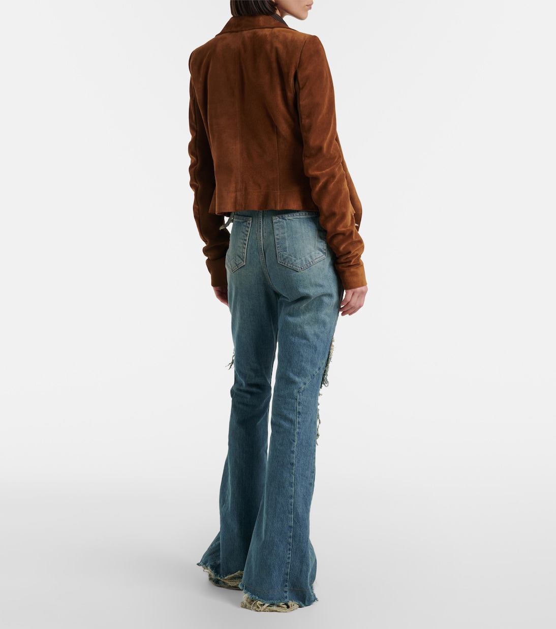 Silvered distressed flared jeans | Rick Owens