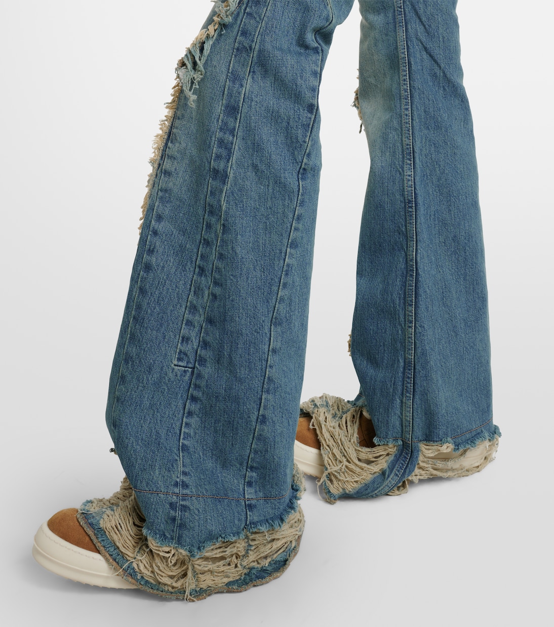 Silvered distressed flared jeans | Rick Owens