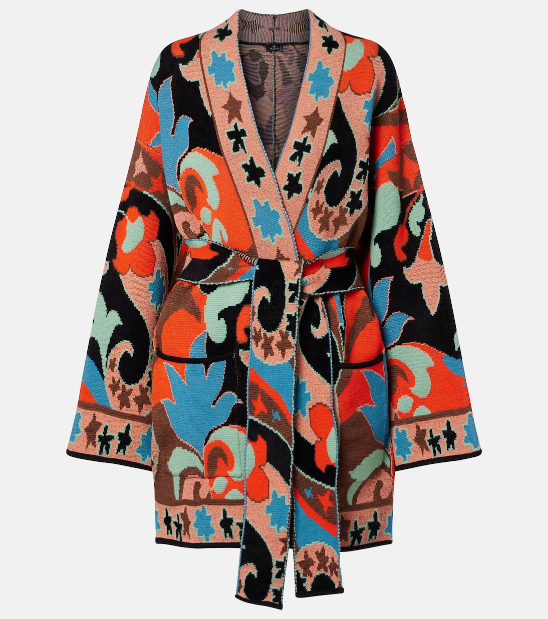 Jacquard wool-blend wrap cardigan | Etro