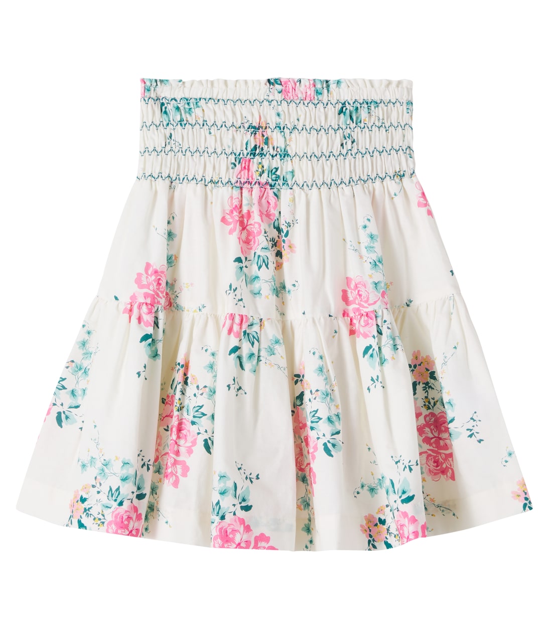 Floral shirred cotton skirt | C'era Una Volta