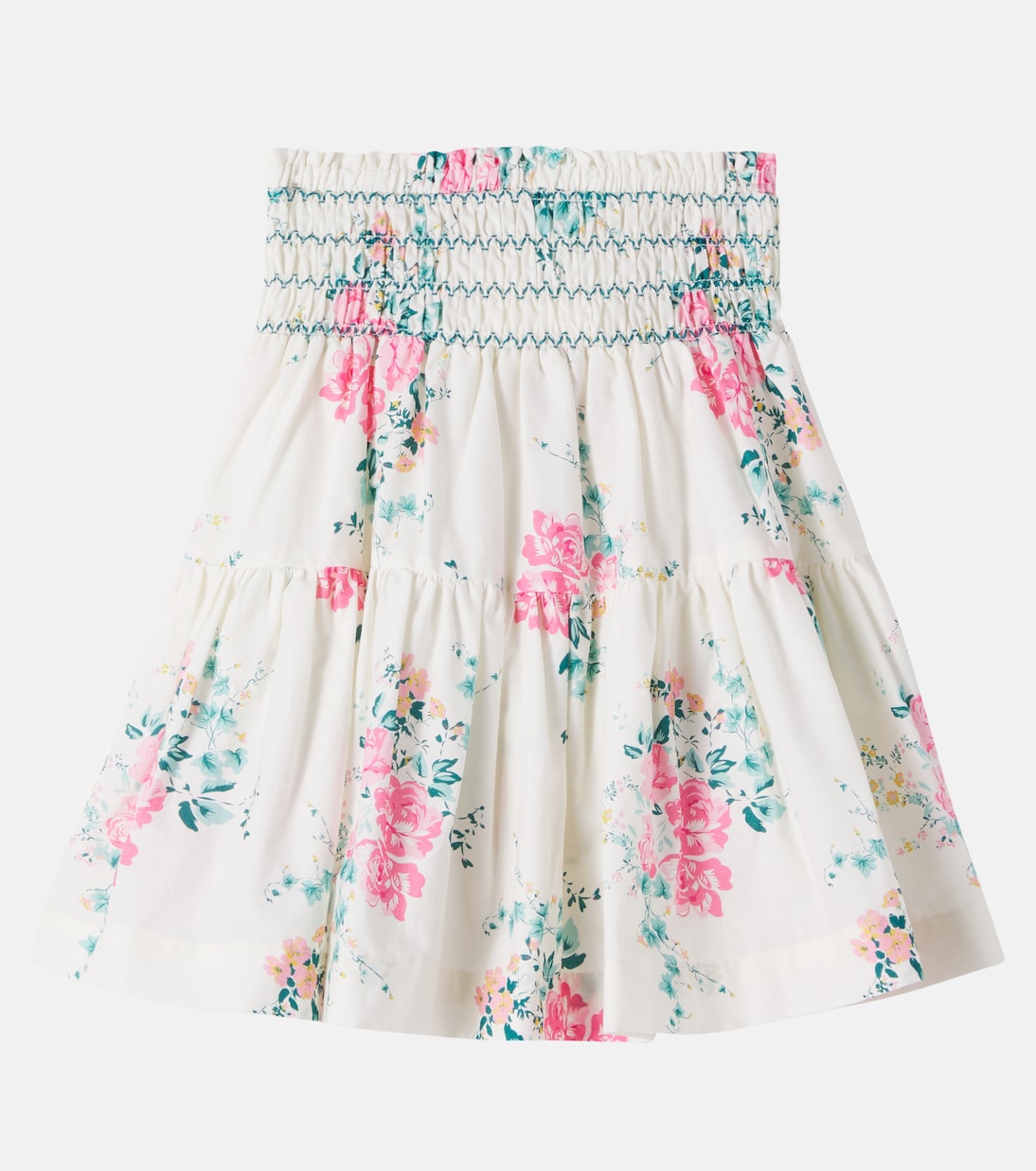 Floral shirred cotton skirt | C'era Una Volta