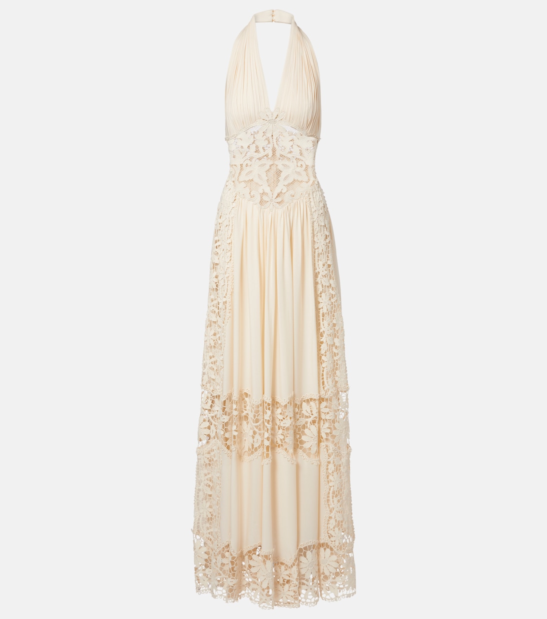 Georgette and macramé gown | Elie Saab