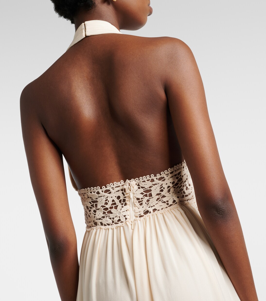 Georgette and macramé gown | Elie Saab