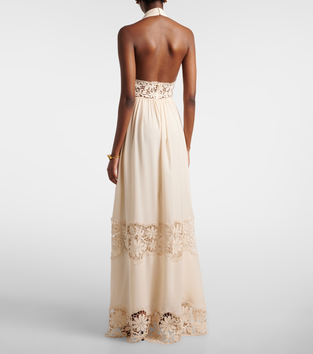Georgette and macramé gown | Elie Saab