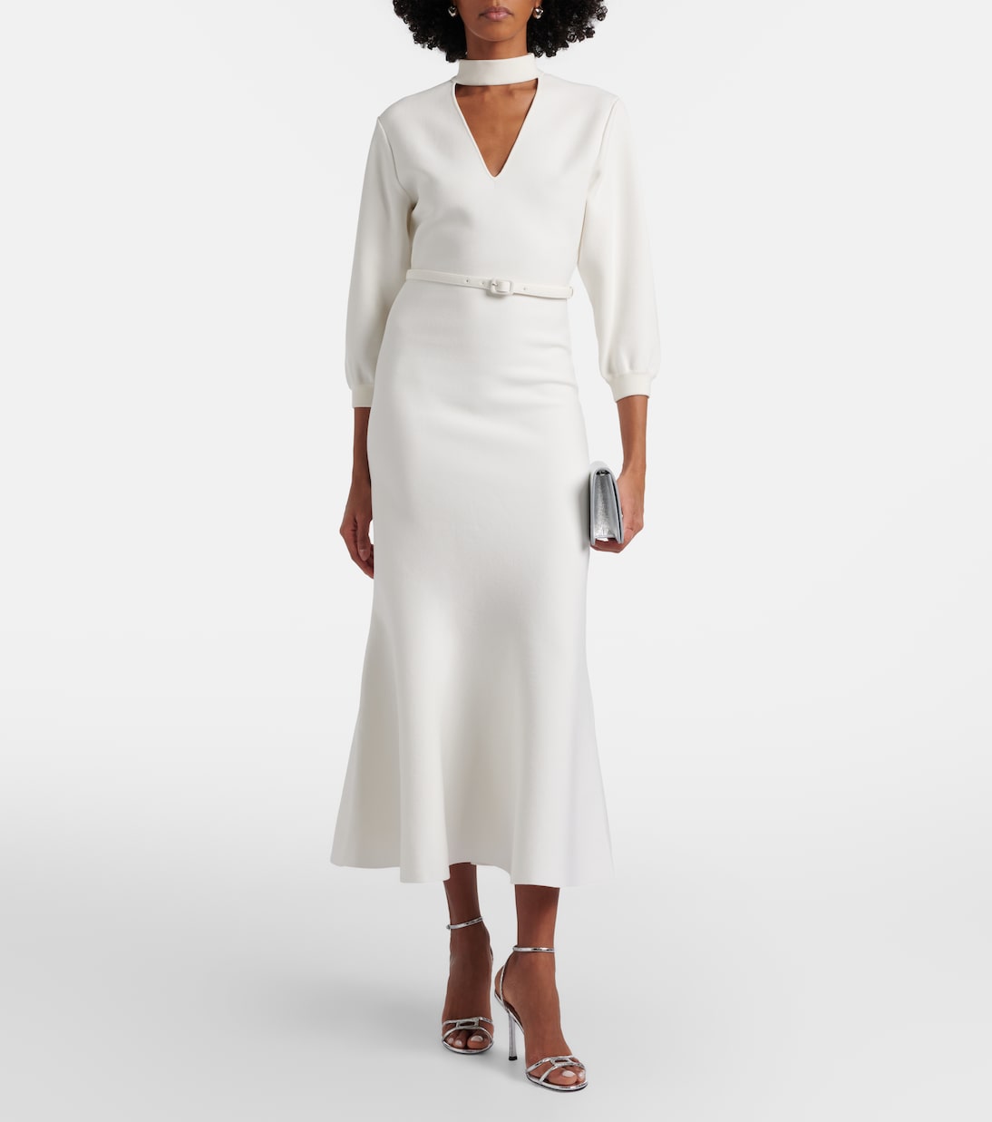 Cutout knitted belted midi dress | Roland Mouret