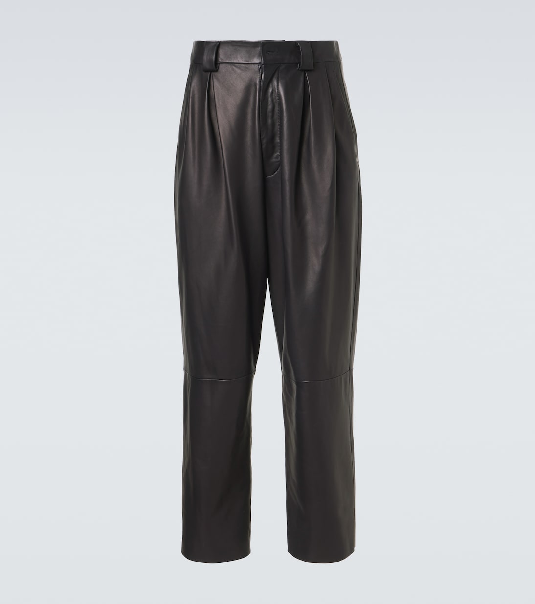 Archivio pleated leather straight pants | Giorgio Armani