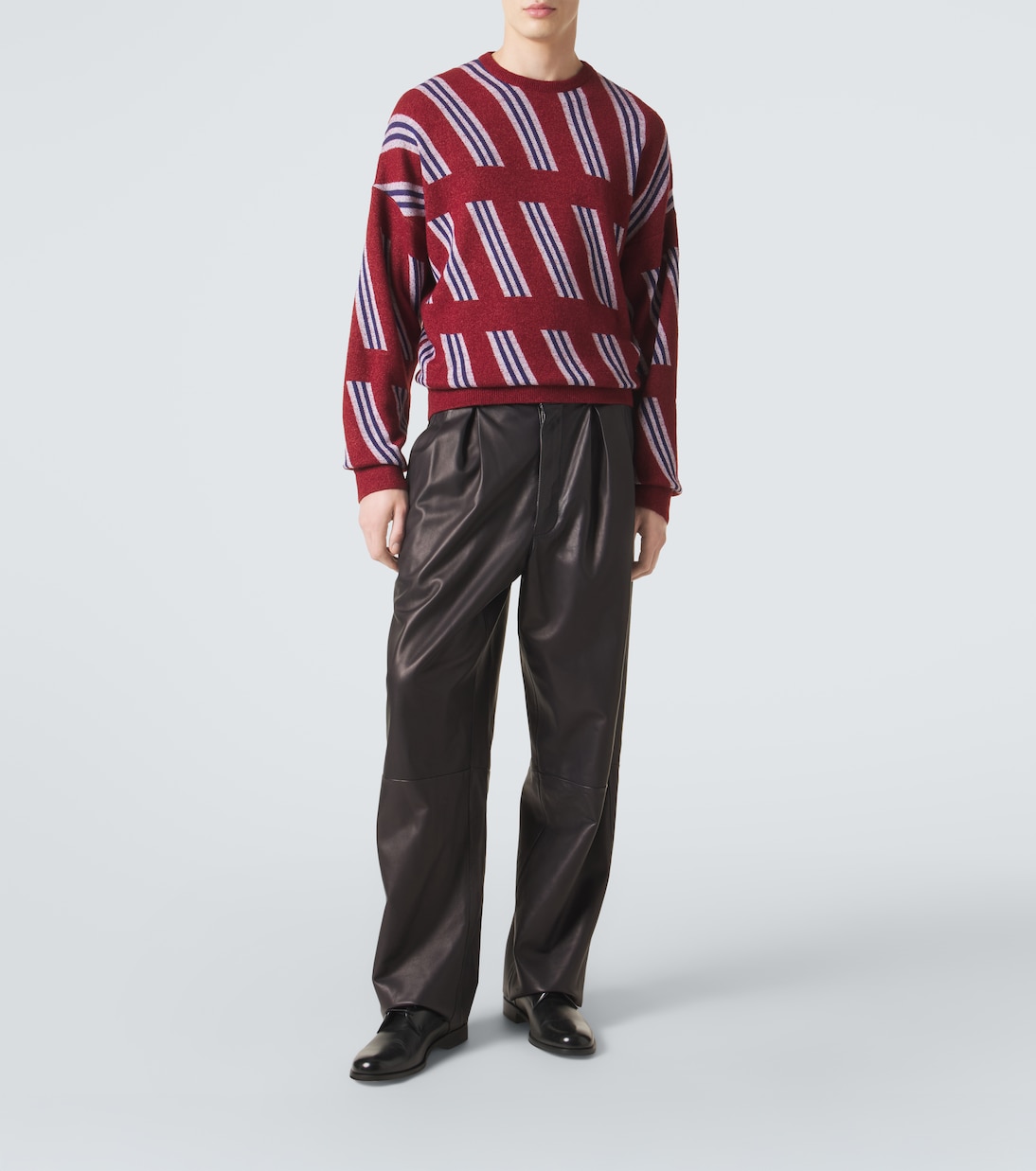 Archivio pleated leather straight pants | Giorgio Armani