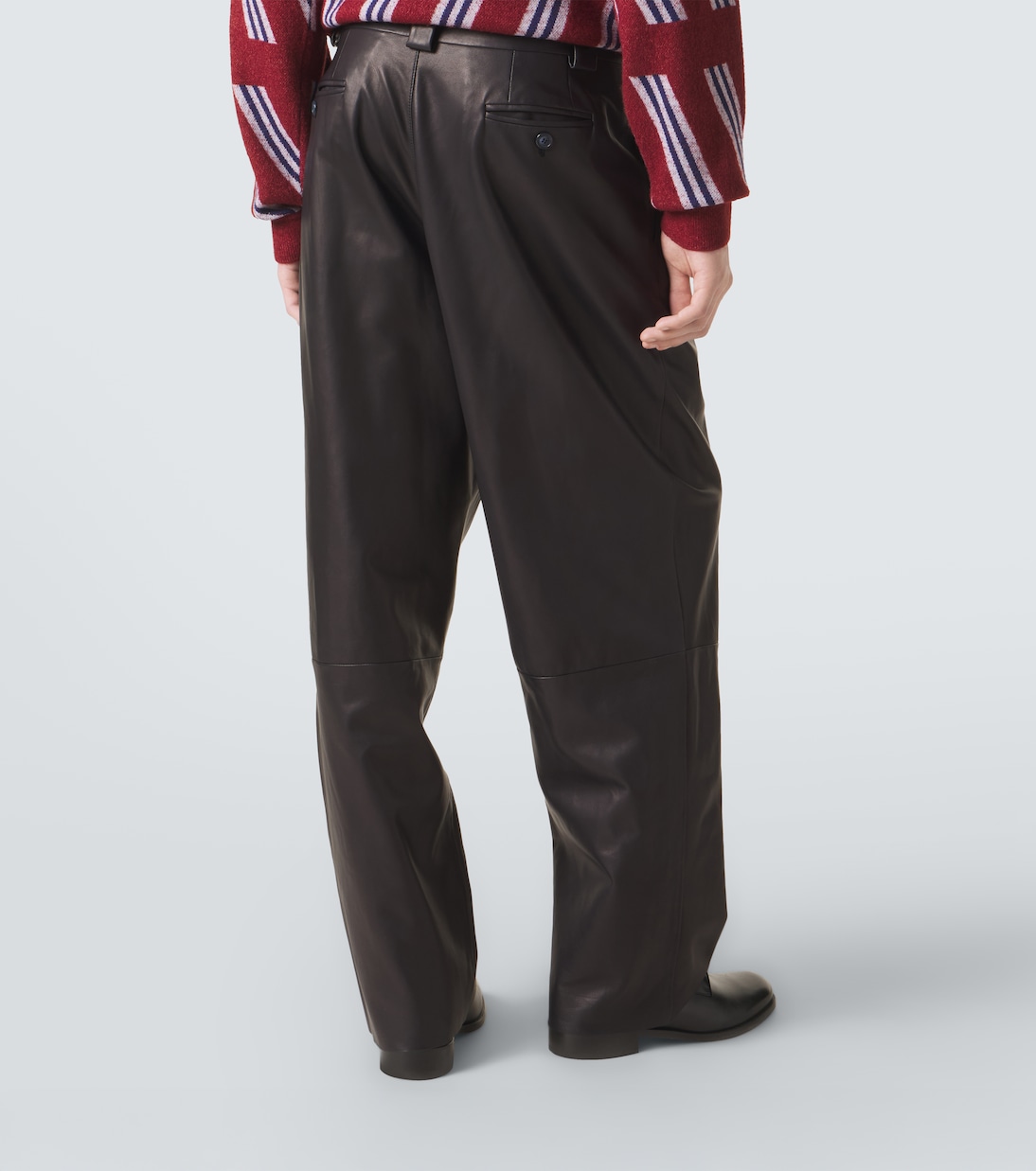 Archivio pleated leather straight pants | Giorgio Armani