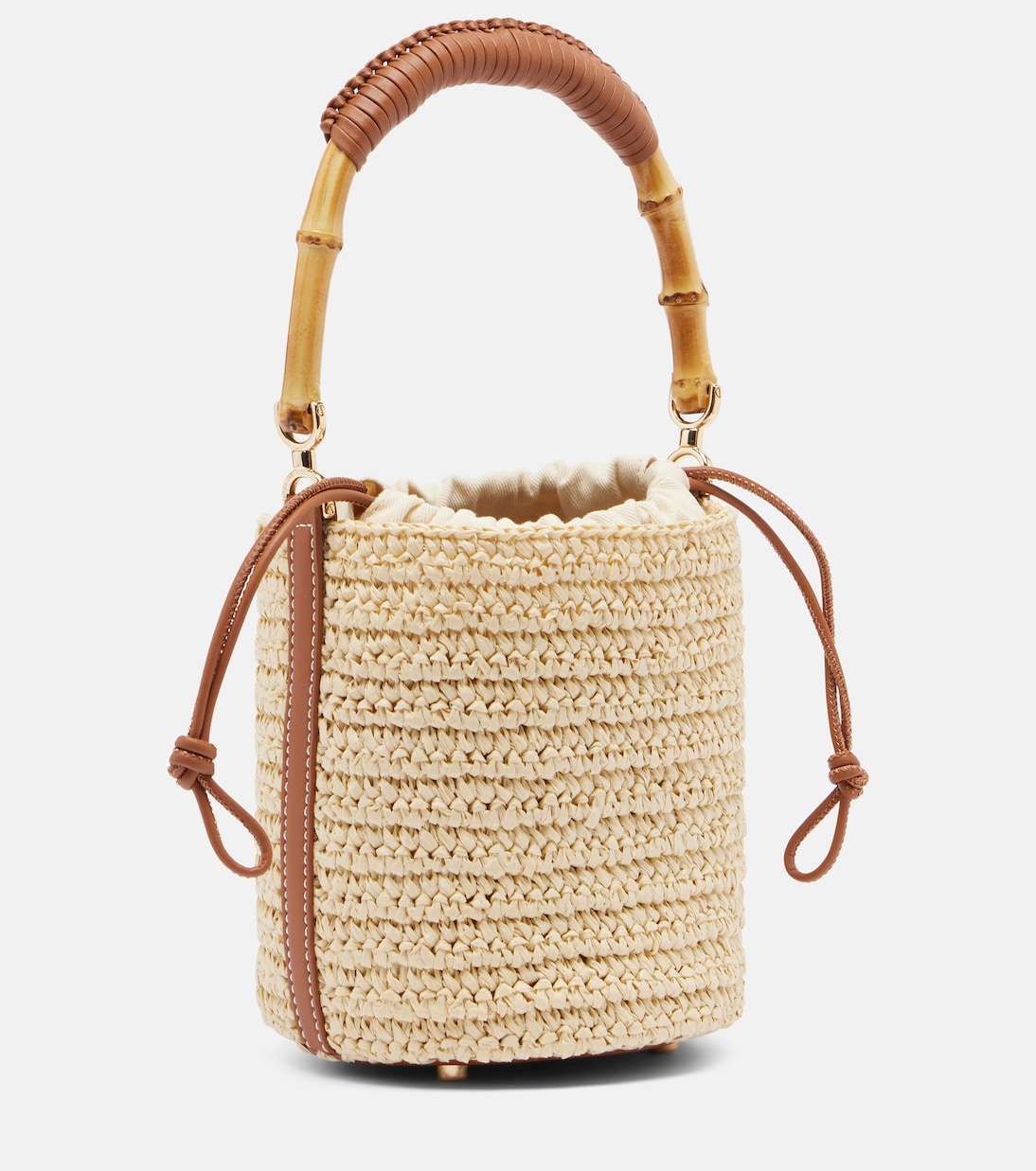 Small raffia bucket bag | Self-Portrait