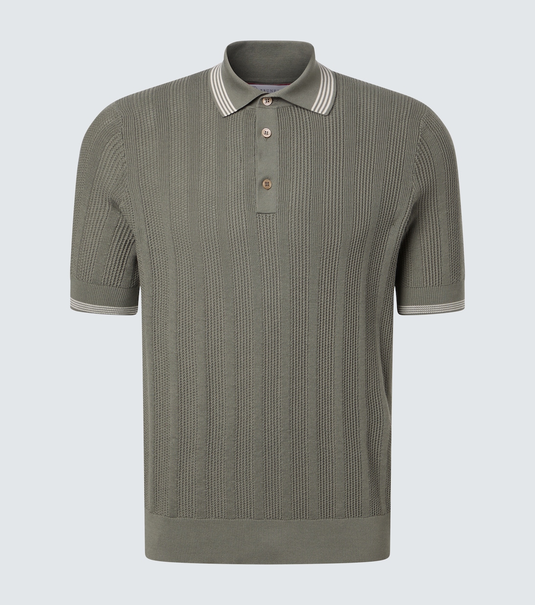 Ribbed-knit cotton polo shirt | Brunello Cucinelli