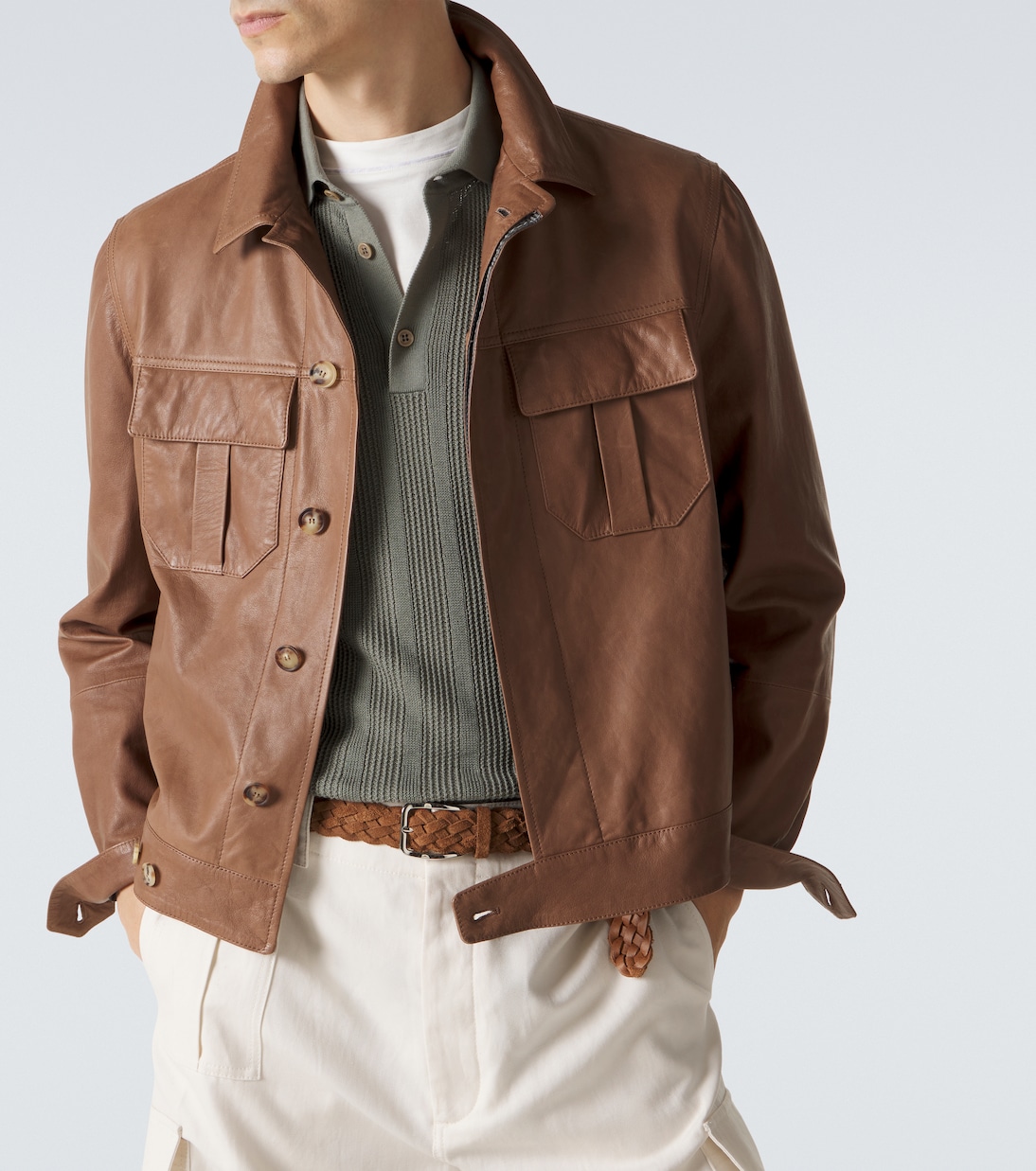 Ribbed-knit cotton polo shirt | Brunello Cucinelli