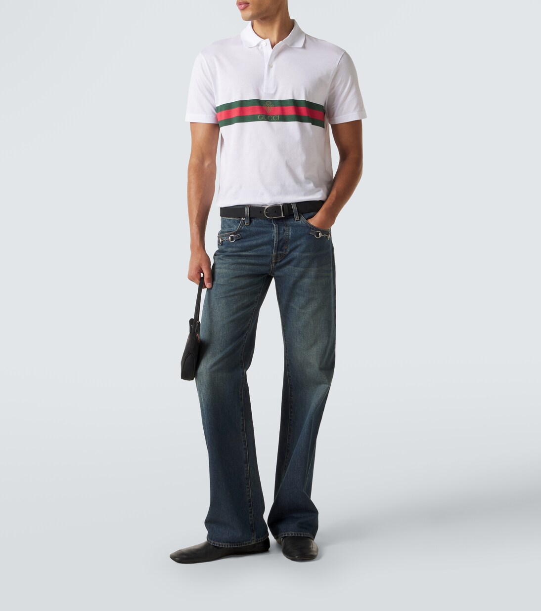 Web Stripe cotton jersey polo shirt | Gucci