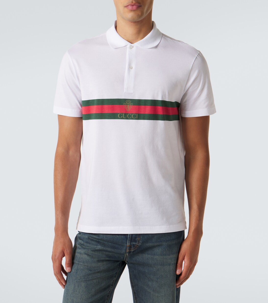 Web Stripe cotton jersey polo shirt | Gucci