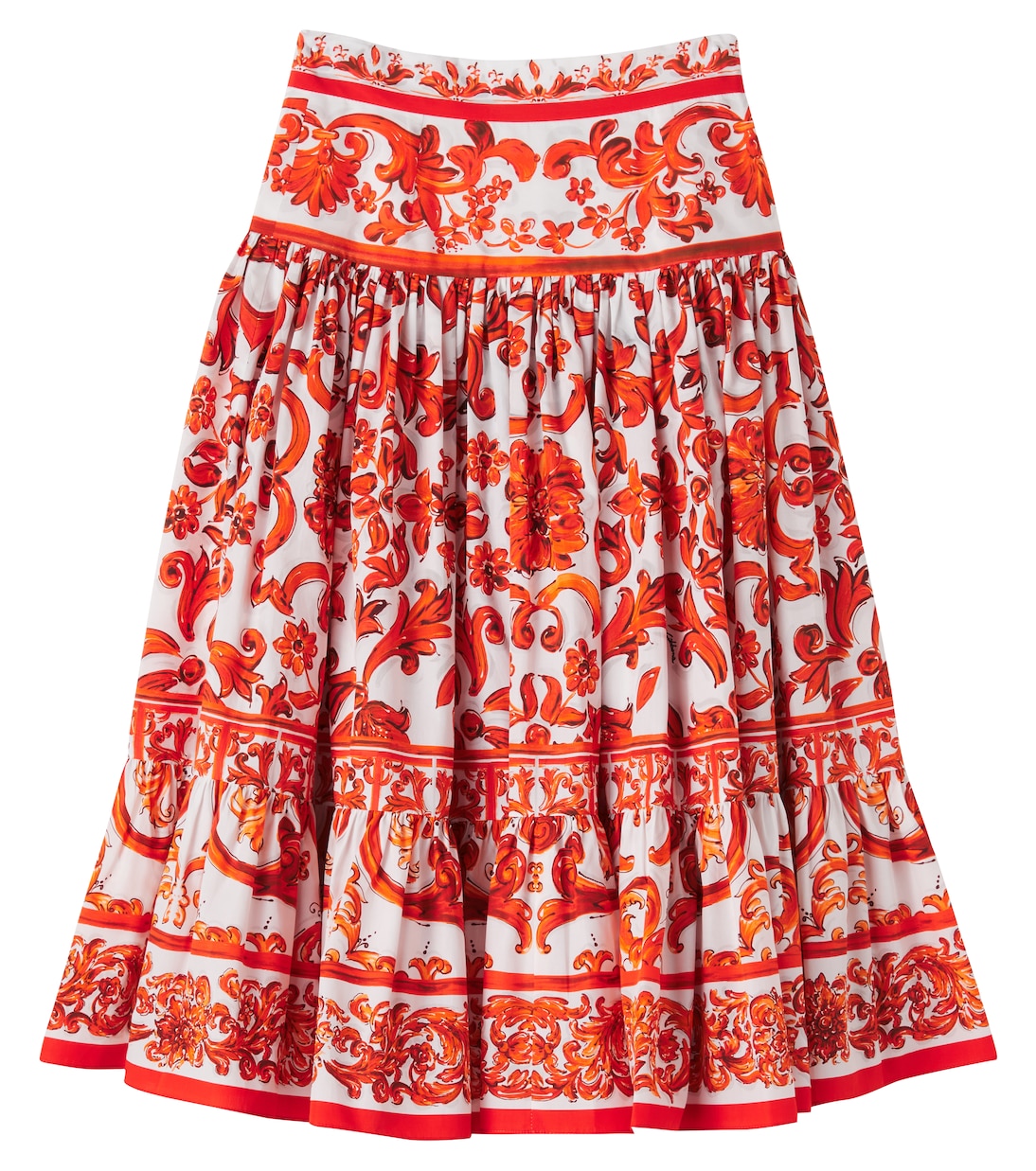 Falda Majolica de popelín de algodón | Dolce&Gabbana Kids