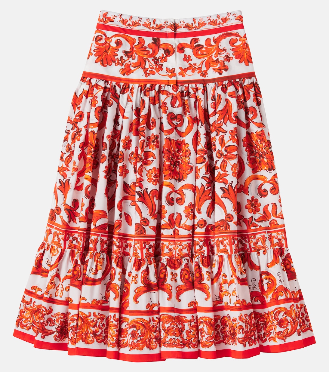 Falda Majolica de popelín de algodón | Dolce&Gabbana Kids