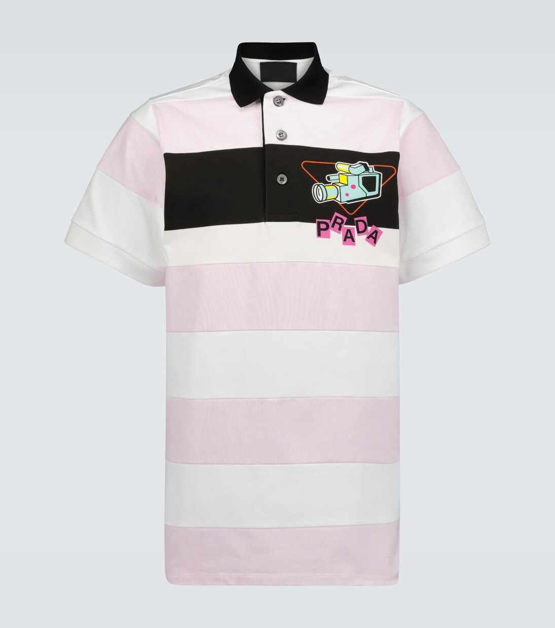 Camera print striped polo shirt | Prada