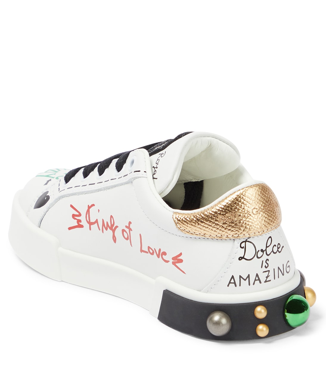 Logo embellished leather sneakers | Dolce&Gabbana Kids