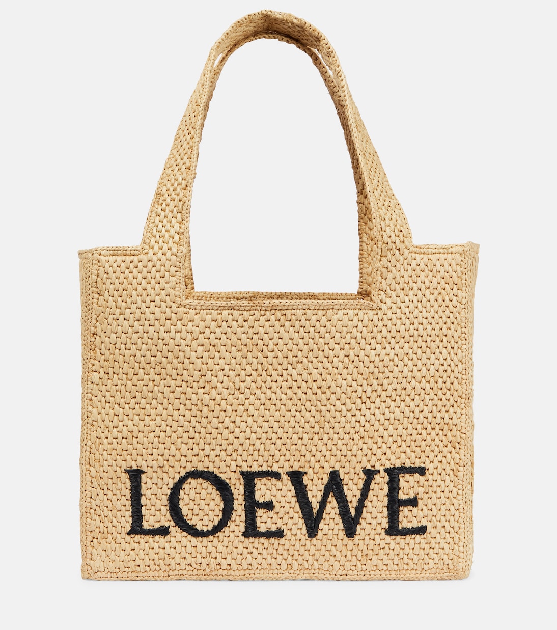 Tote Medium Paula's Ibiza de rafia con logo | Loewe