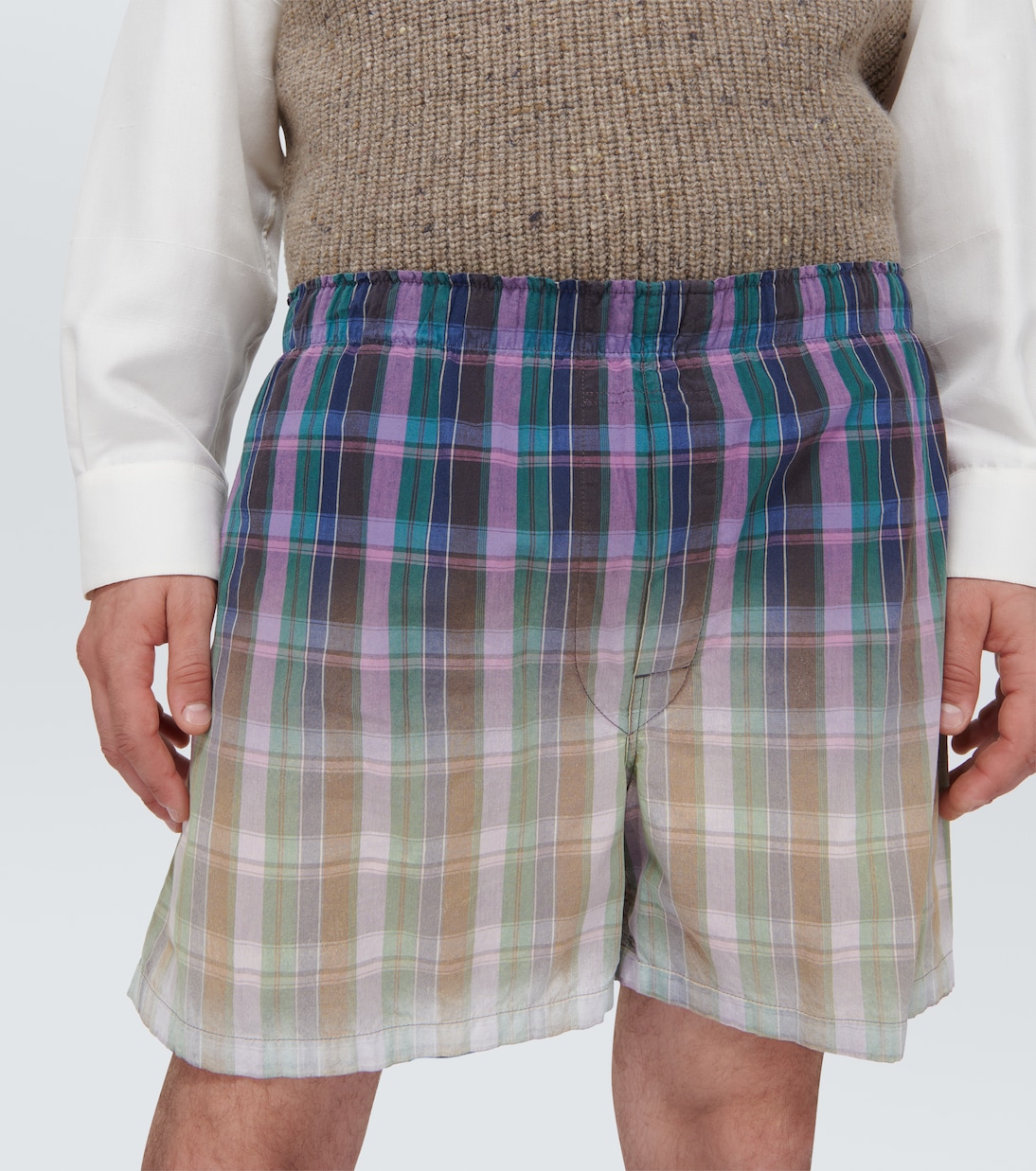 Shorts in cotone a quadri | Maison Margiela