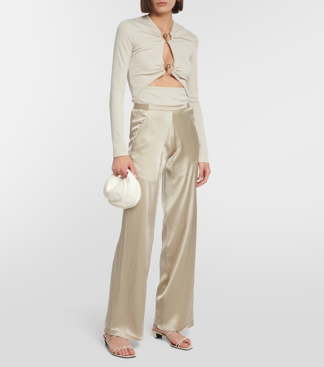 Pantalon droit en satin de soie | Christopher Esber