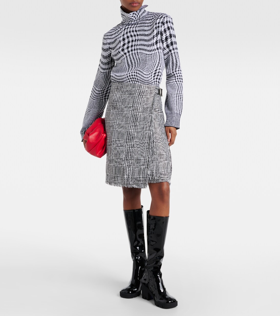 Houndstooth high-rise wrap skirt | Burberry