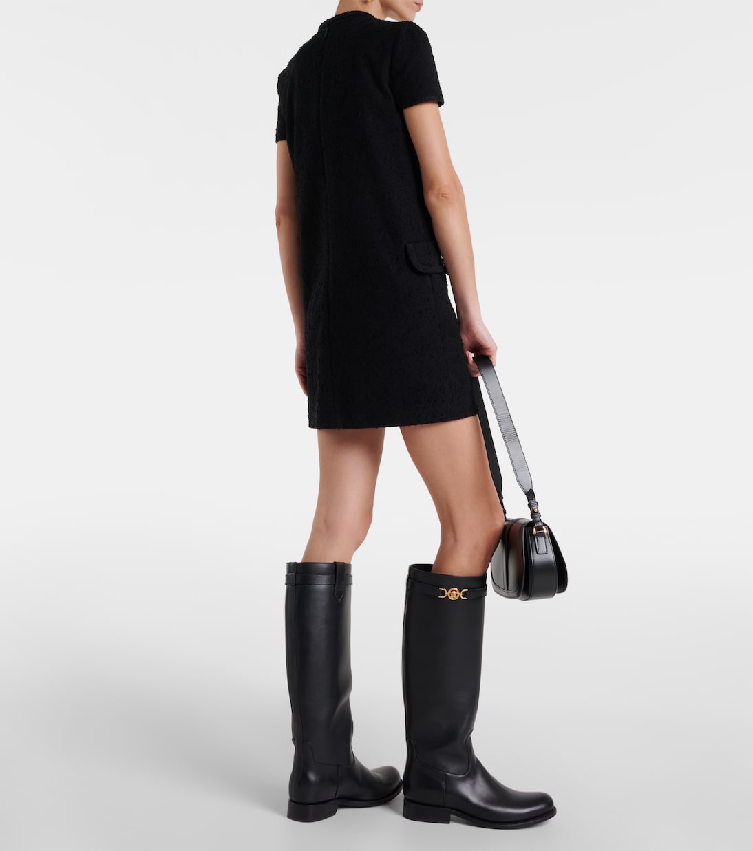Cotton-blend tweed shift dress | Versace