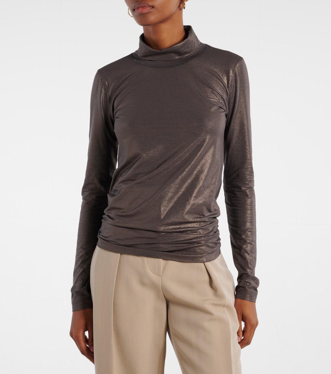 Cotton-blend turtleneck sweater | Brunello Cucinelli