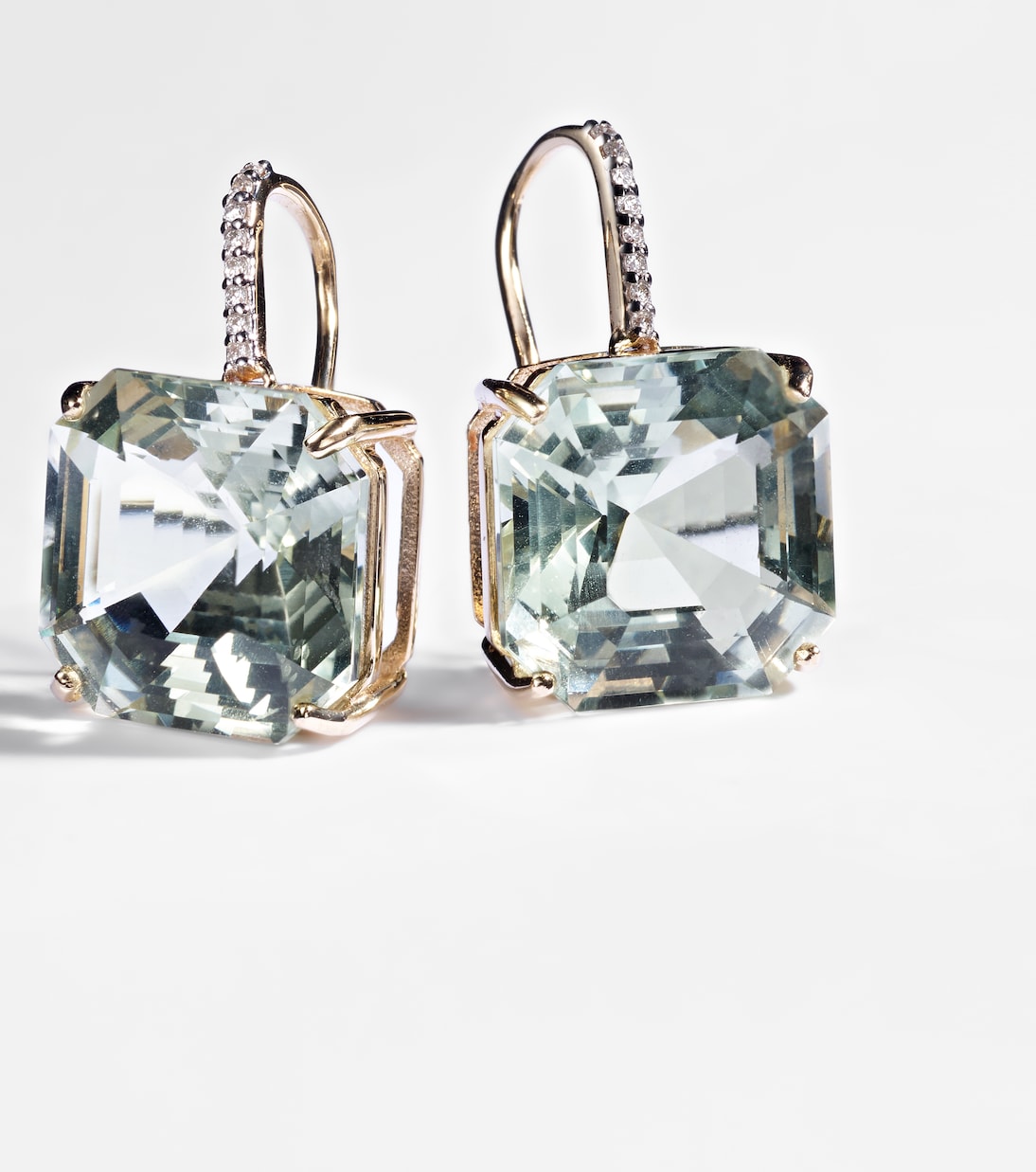 14kt gold earrings with amethysts and diamonds | Mateo