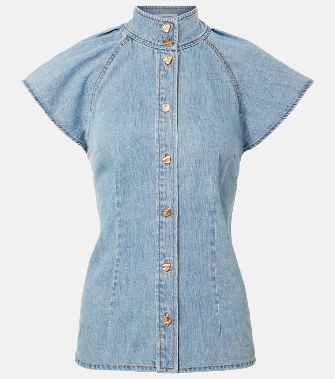 Camisa Crush Flutter Sleeve en denim | Zimmermann