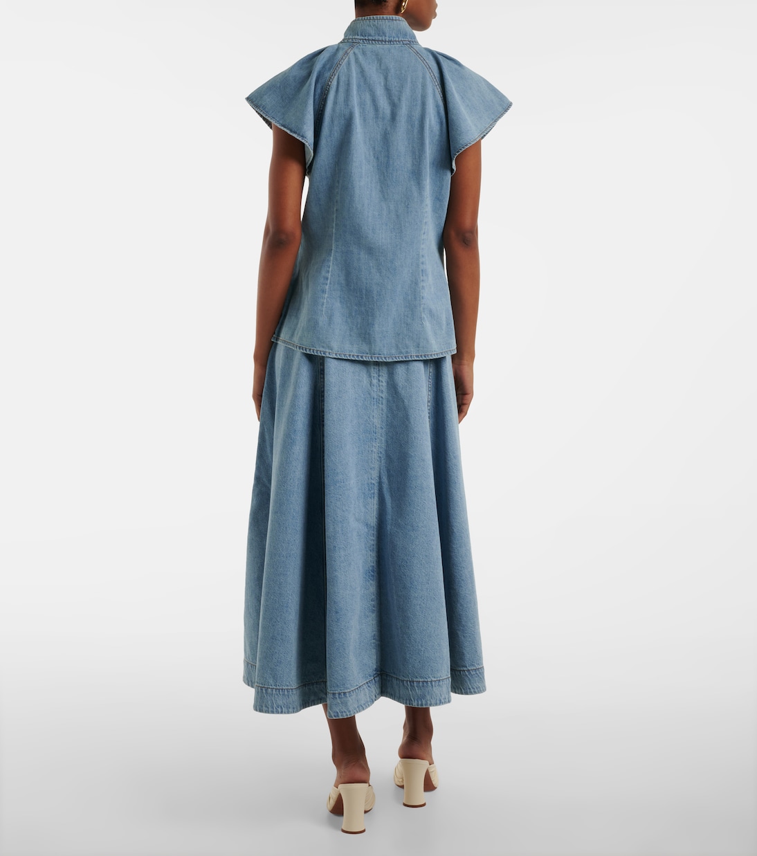 Camisa Crush Flutter Sleeve en denim | Zimmermann