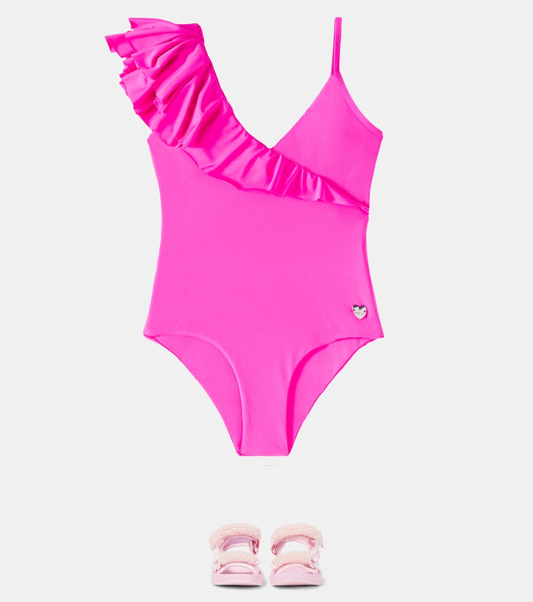 Asymmetric ruffled swimsuit | Monnalisa