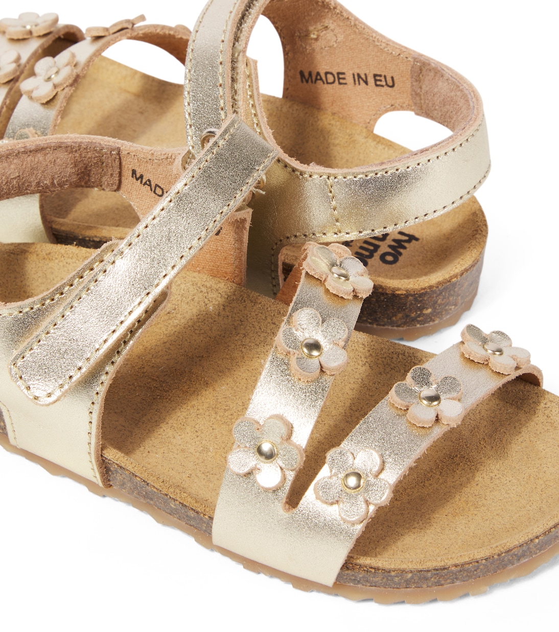 Sandales en cuir métallisé à fleurs | PèPè