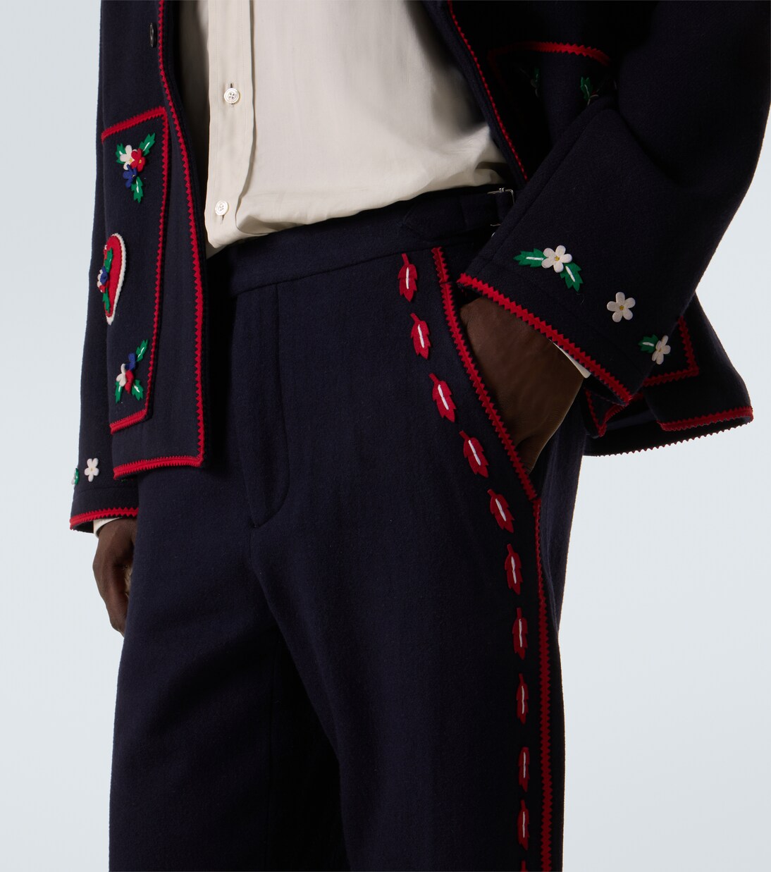 Carroll embroidered wool straight pants | Bode