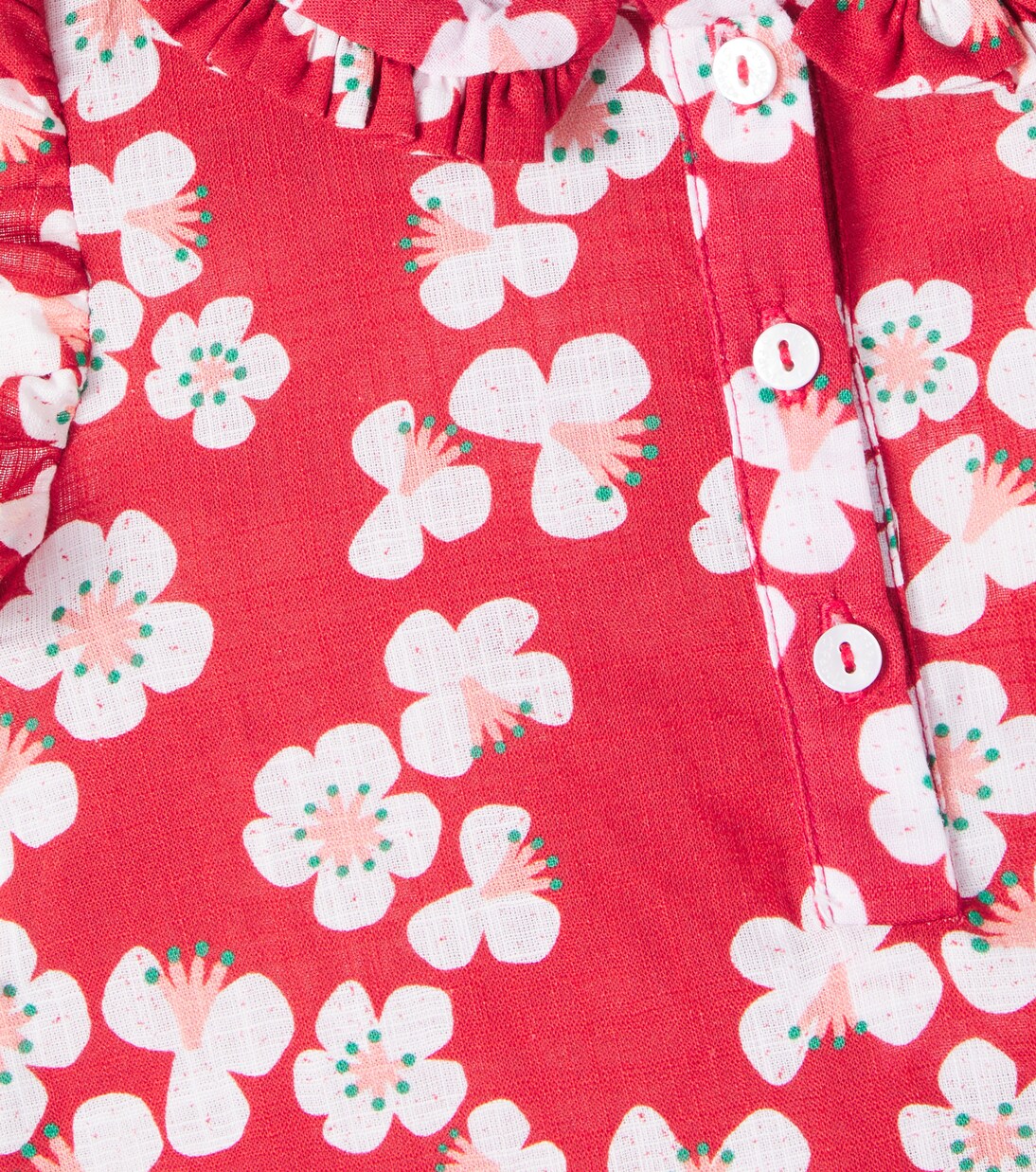 Baby floral ruffled cotton playsuit  | Fábula