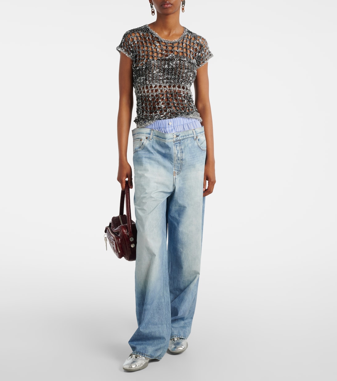 T-Shirt aus Häkelstrick  | Acne Studios