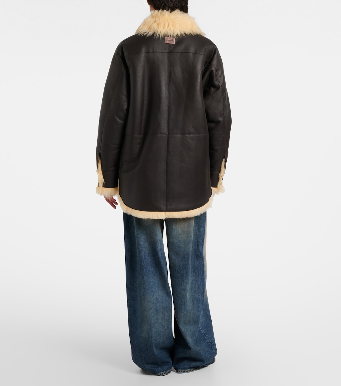 Lessora shearling-trimmed leather jacket | Acne Studios