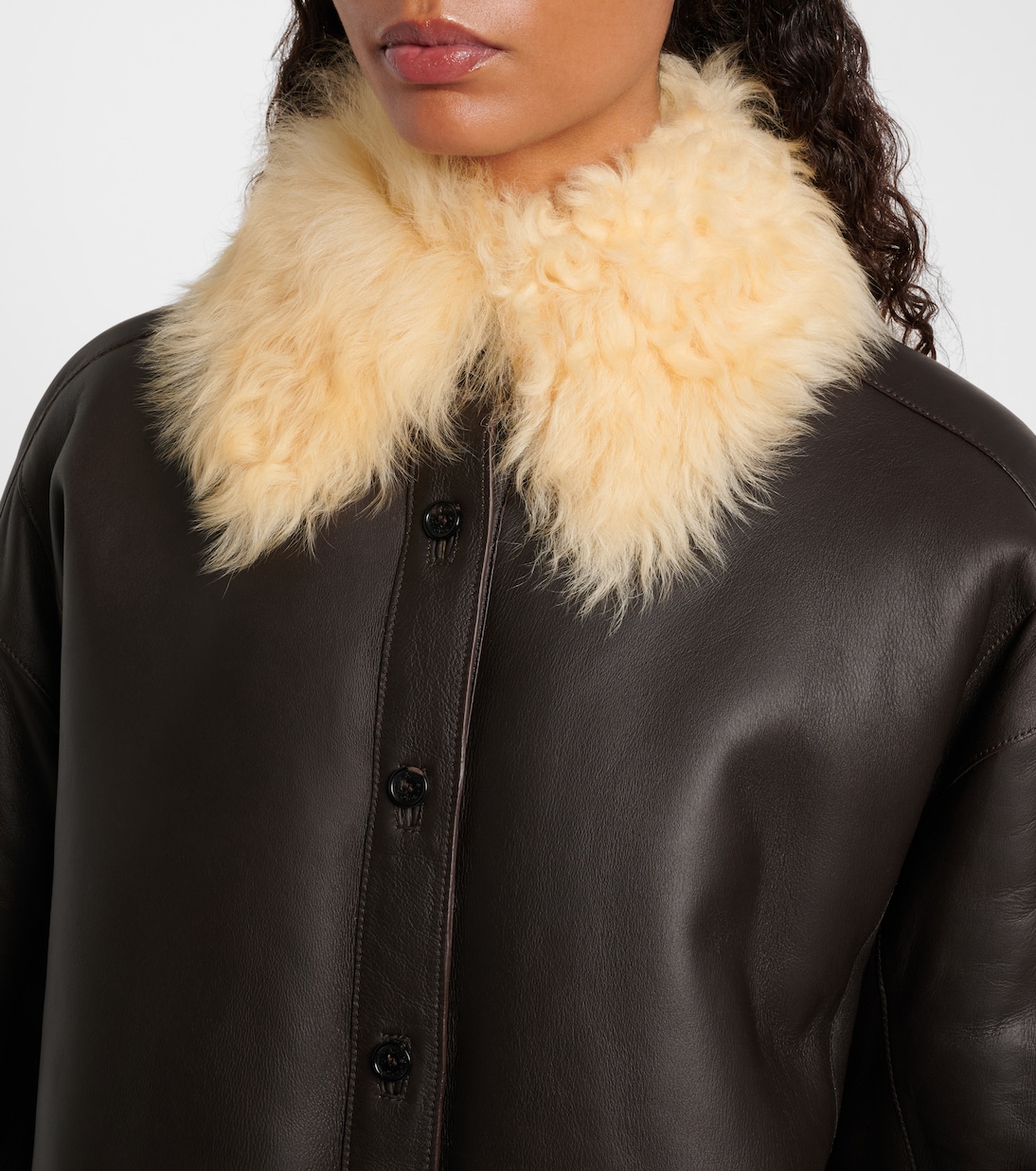 Lessora shearling-trimmed leather jacket | Acne Studios
