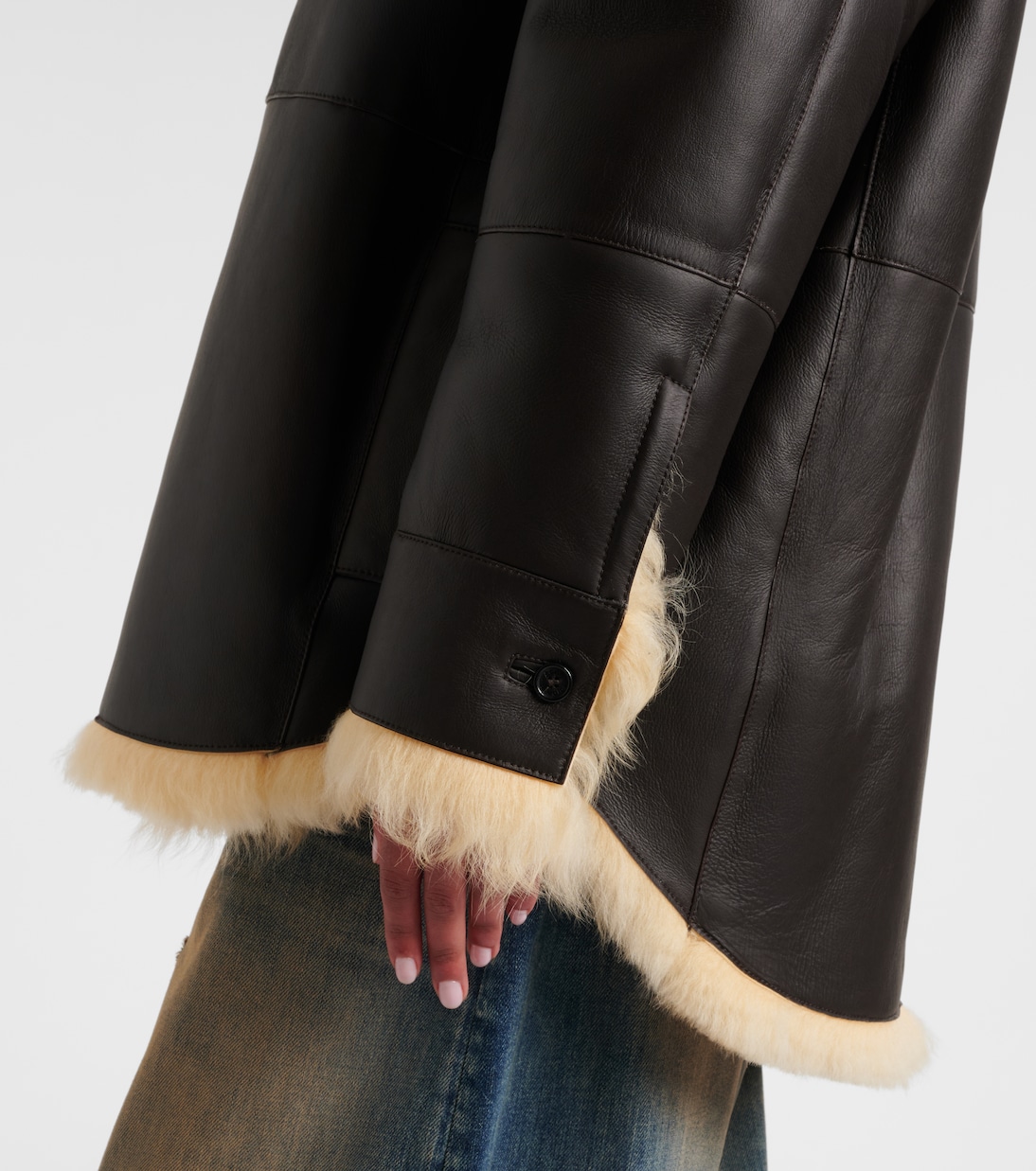 Lessora shearling-trimmed leather jacket | Acne Studios